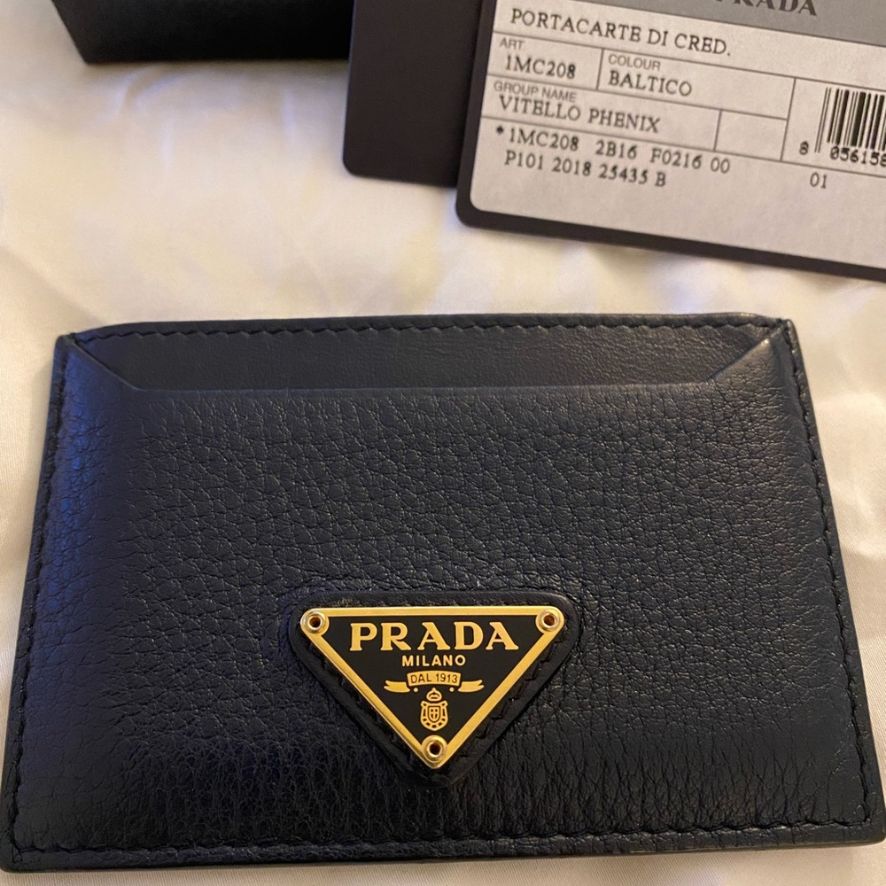 Prada Card Wallet, Navy Leather